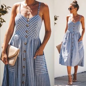 Button Down Pocketed Japna Midi Dress